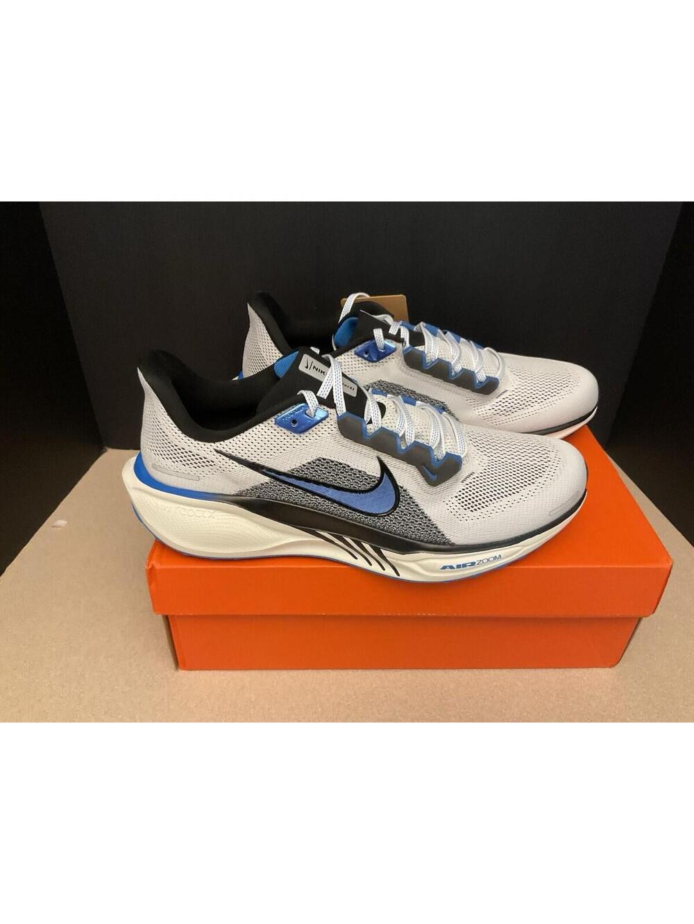 New! Mens Nike Air Zoom Pegasus 41 White/Photo Blue/Black Sail Shoes. Size 11.